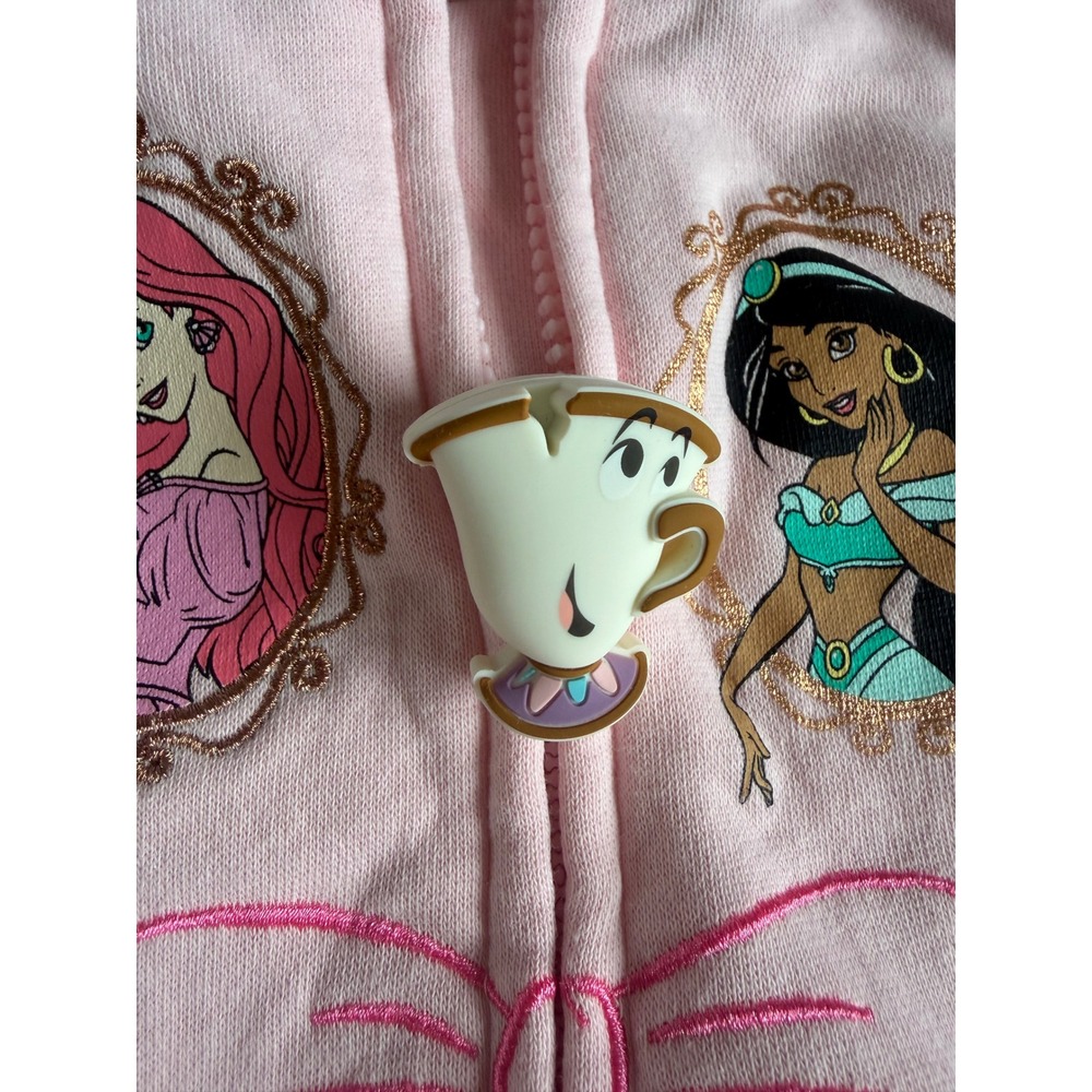 Disney Princess Girls Pink Full Zip Hoodie Sweatshirt Chip Zipper Pull 6/6X - Picture 5 of 8